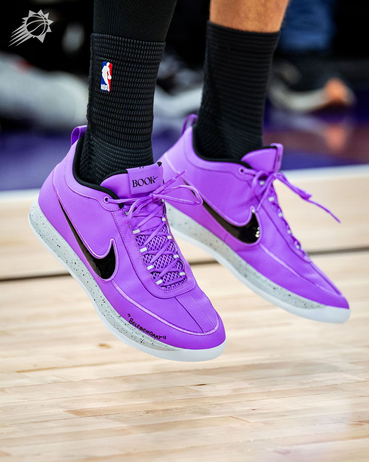 Devin Booker's Nike Book 2 'Be Legendary' player exclusive in lilac with glossy black Swoosh and cement speckled midsole