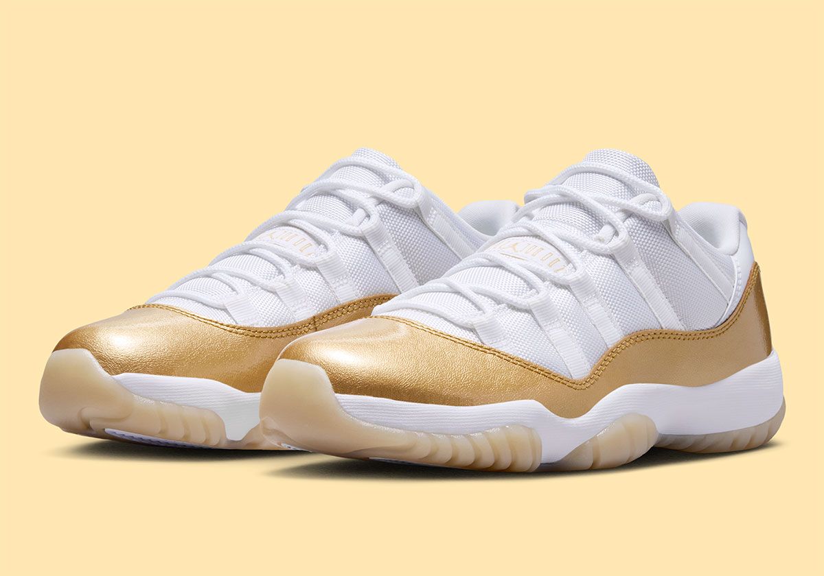 Air Jordan 11 Low Mother's Day in white mesh with metallic mudguards and special packaging