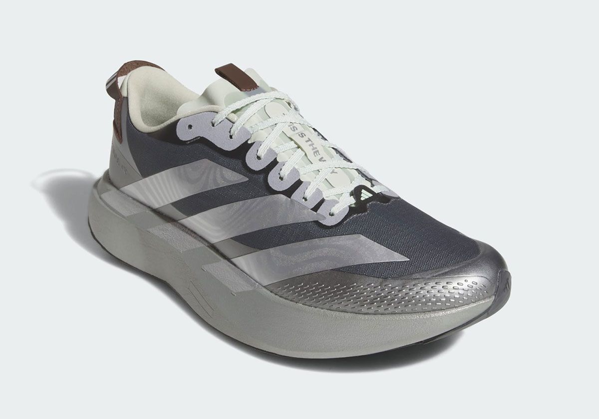 adidas EVO SL ATR in Mandalorian & Grogu colorway, featuring metallic armor-inspired design with graphic insoles and Star Wars co-branding