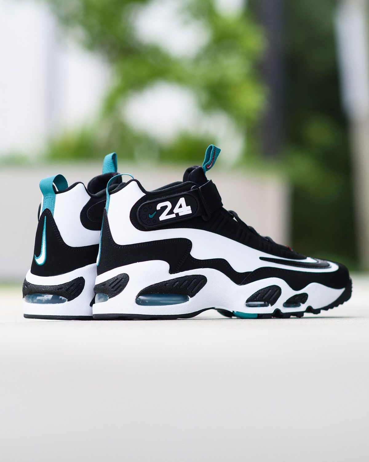 Nike Air Griffey Max 1 Freshwater in black and white, side profile view showing classic silhouette