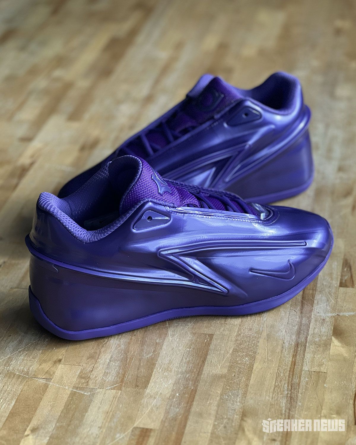 Nike KD 19 'Field Purple' colorway with violet upper, midsole, and Stadium Green insoles