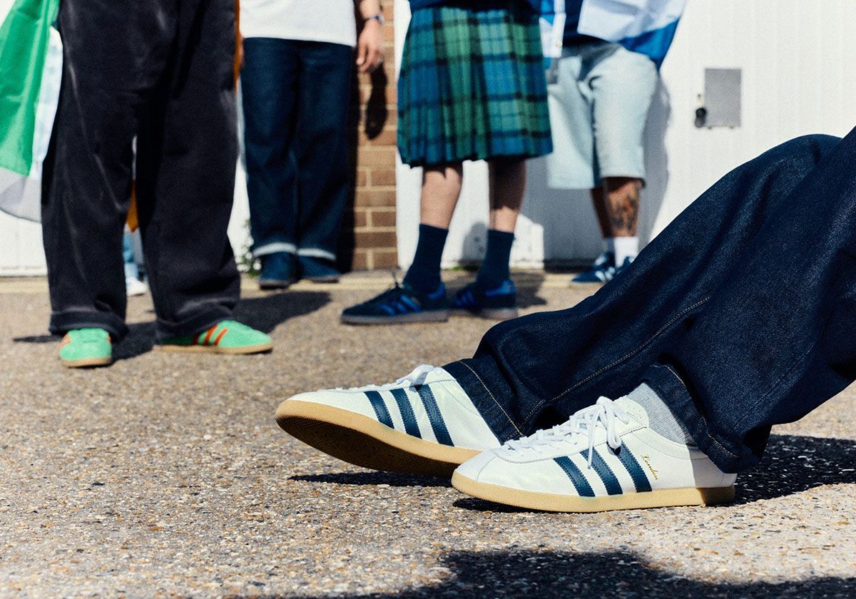 adidas "90s City Series" pack featuring London, Dublin, and Glasgow silhouettes inspired by 1990 World Cup kit designs