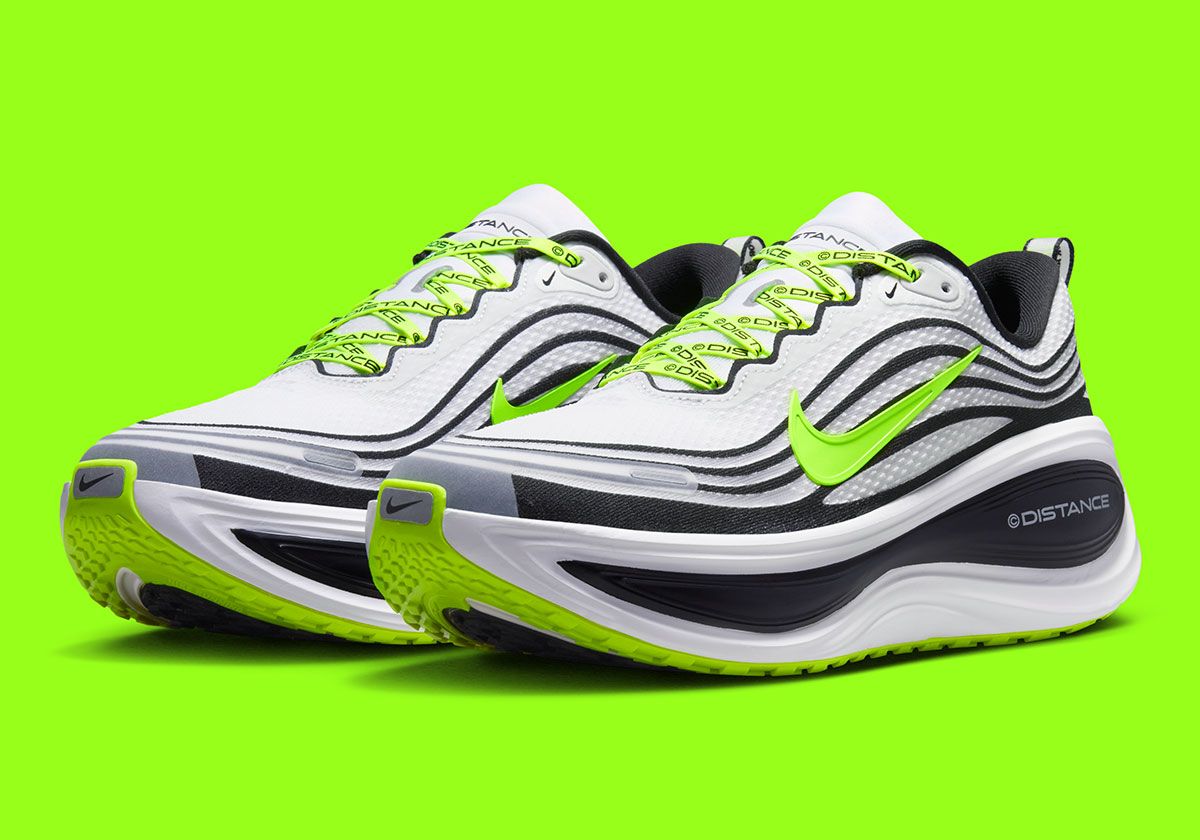 Distance Athletics x Nike Vomero Plus and Vaporfly 4 running shoes collaboration featuring zebra pattern and orange colorways