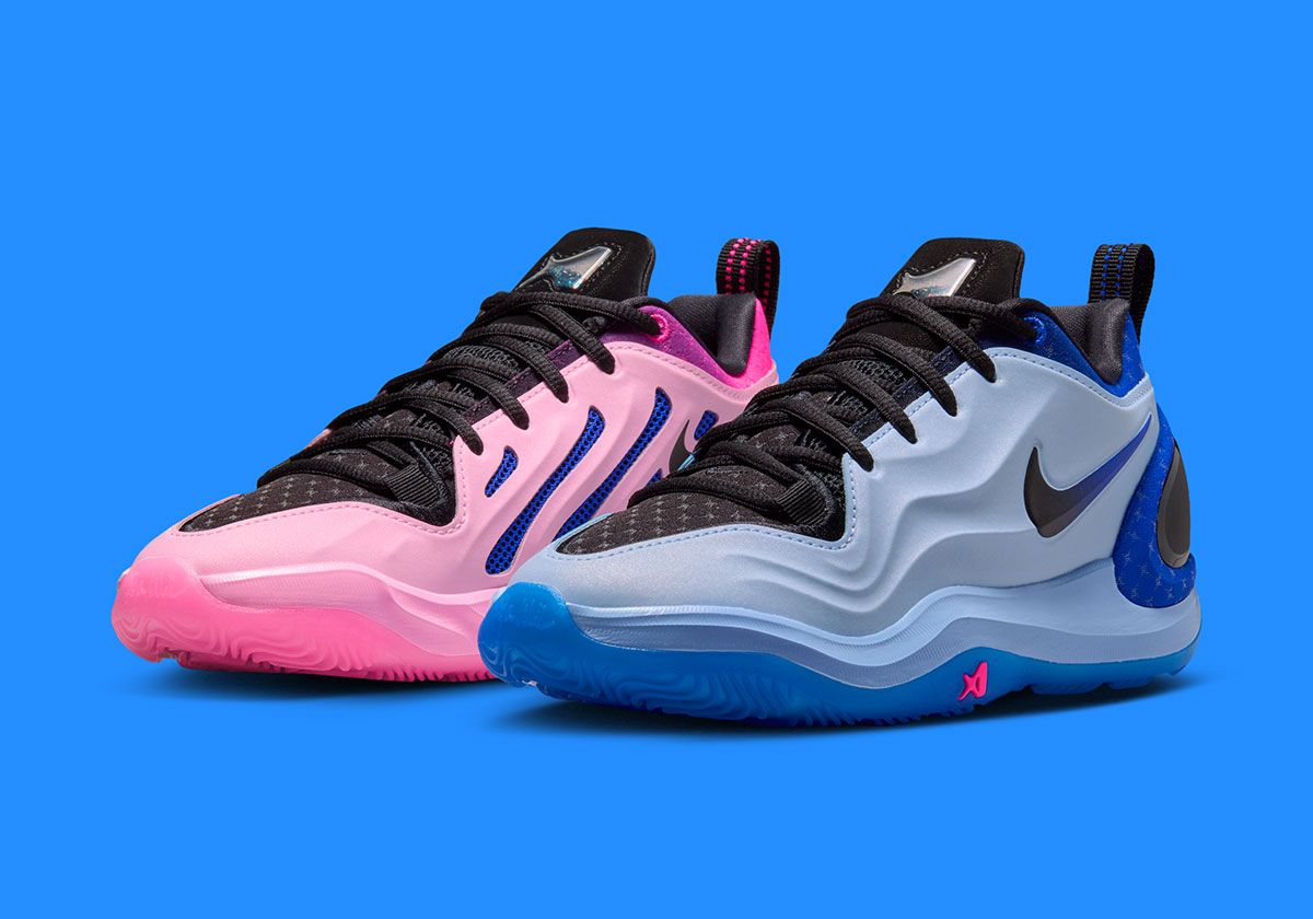 Nike A'Two King of the Court kids sneaker in mismatched pink and blue colorway, Grade School exclusive