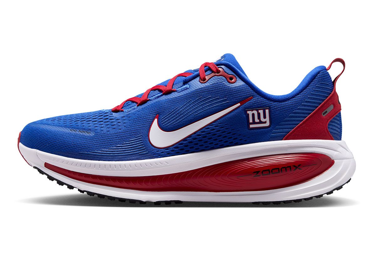 Nike Vomero 18 in NFL team colorway showing logo placement and cushioning technology