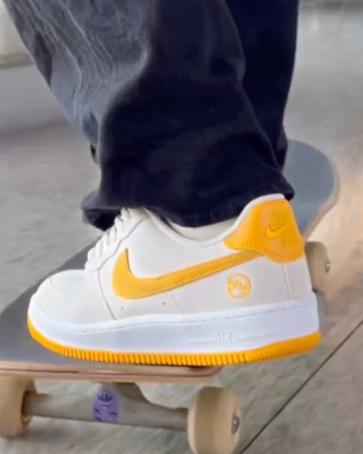 Fly Streetwear x Nike SB Air Force 1 Low in cream and yellow with branded heel patch