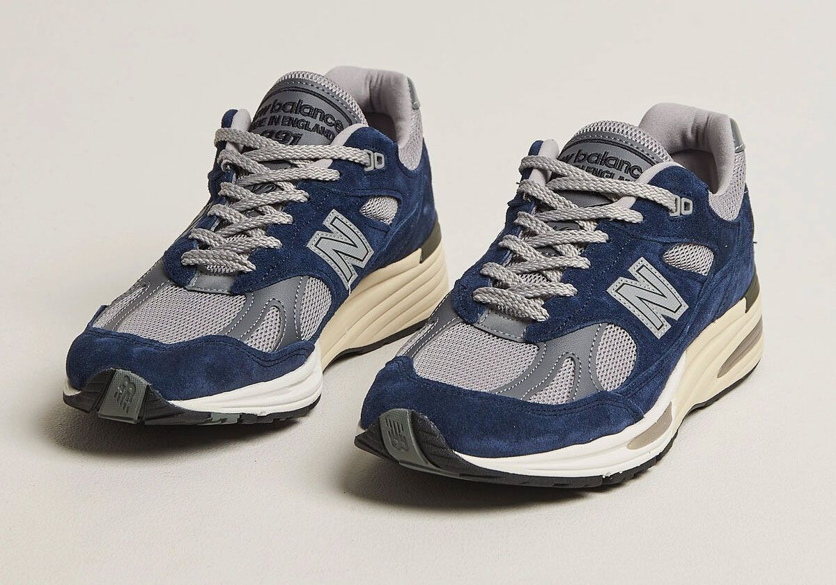 New Balance 991v2 in Insignia Blue suede with grey mesh and silver leather detail