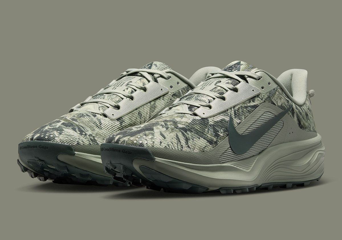 Nike ACG Pegasus Trail in engineered mesh with ReactX midsole, positioned for moderately technical trail running