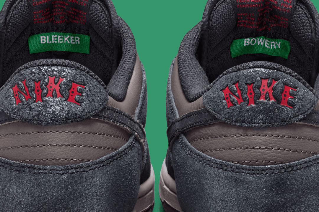 Nike Dunk inspired by CBGB legendary Manhattan punk venue, showcasing design details rooted in 1970s Bowery aesthetic