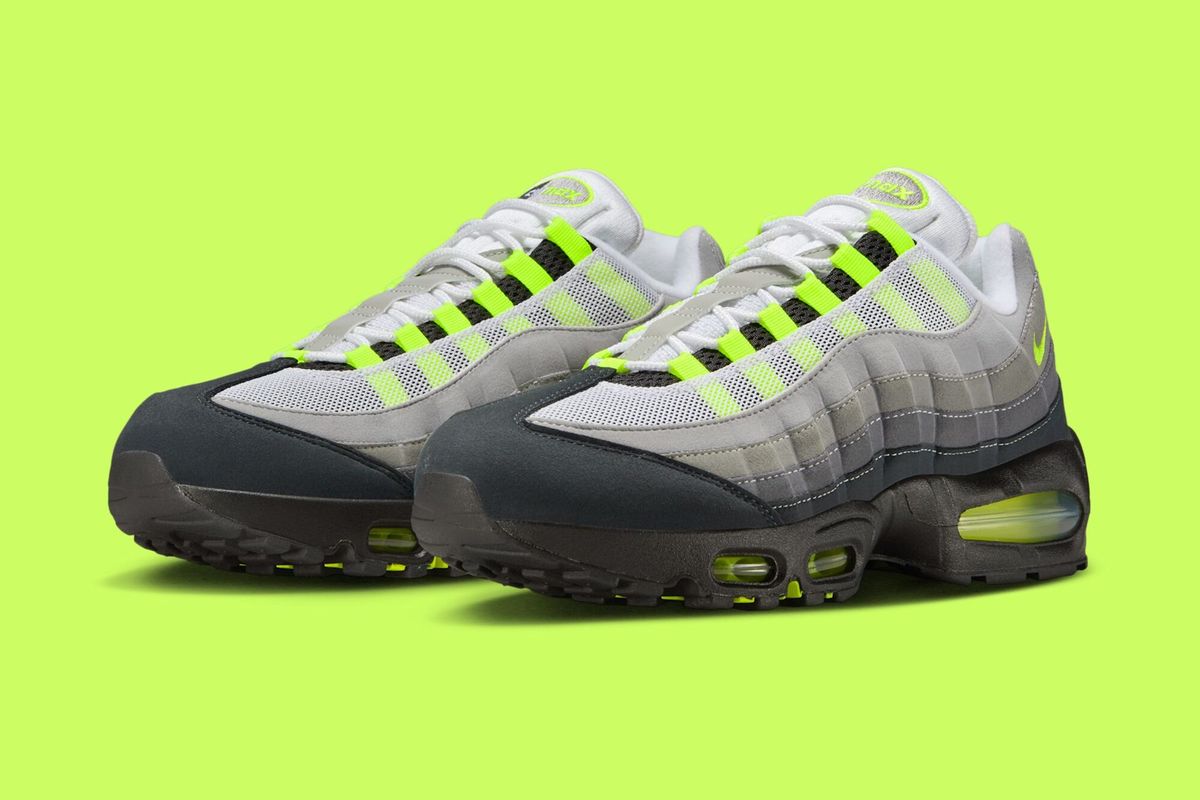 Nike Air Max 95 OG Neon sneaker featuring the iconic visible Air cushioning and electric neon colorway