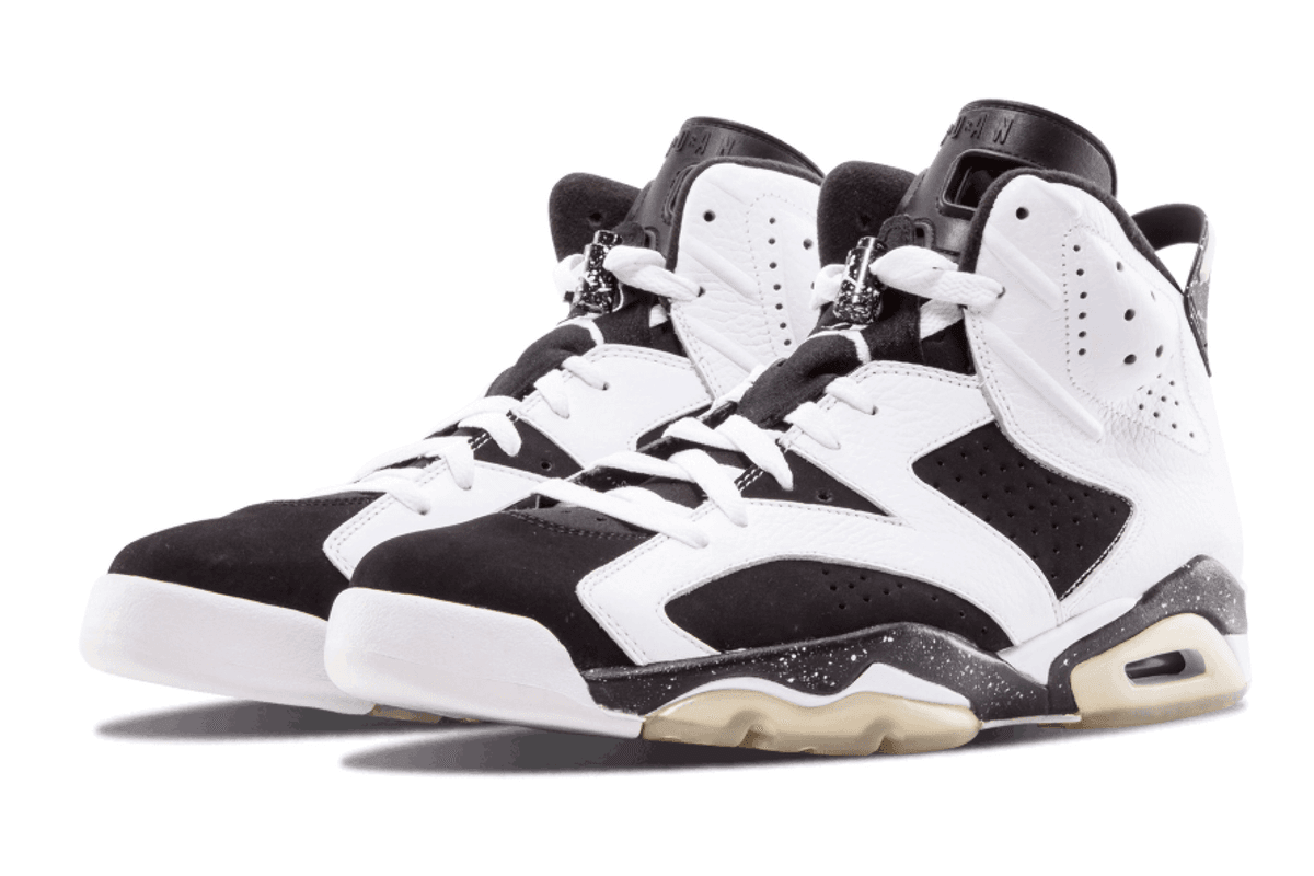 Air Jordan 6 Oreo in black and white colorway, classic retro silhouette