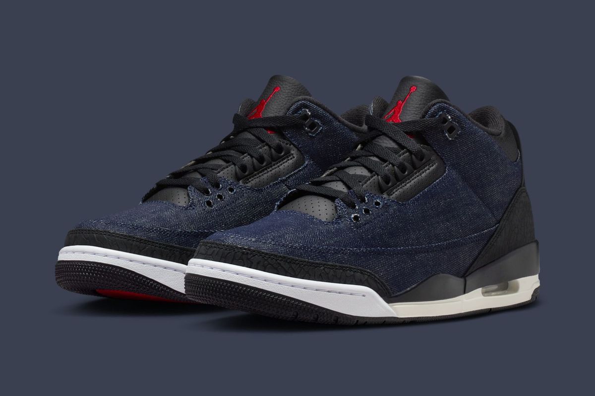 Levi's x Air Jordan 3 Retro SP Rigid collaboration sneaker in raw denim detail