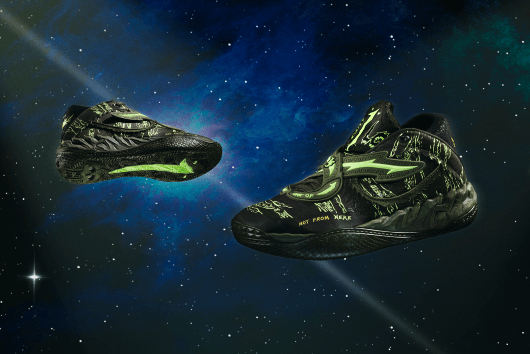 PUMA MB.01 Camo basketball shoe in mottled camouflage pattern, March 2026 release