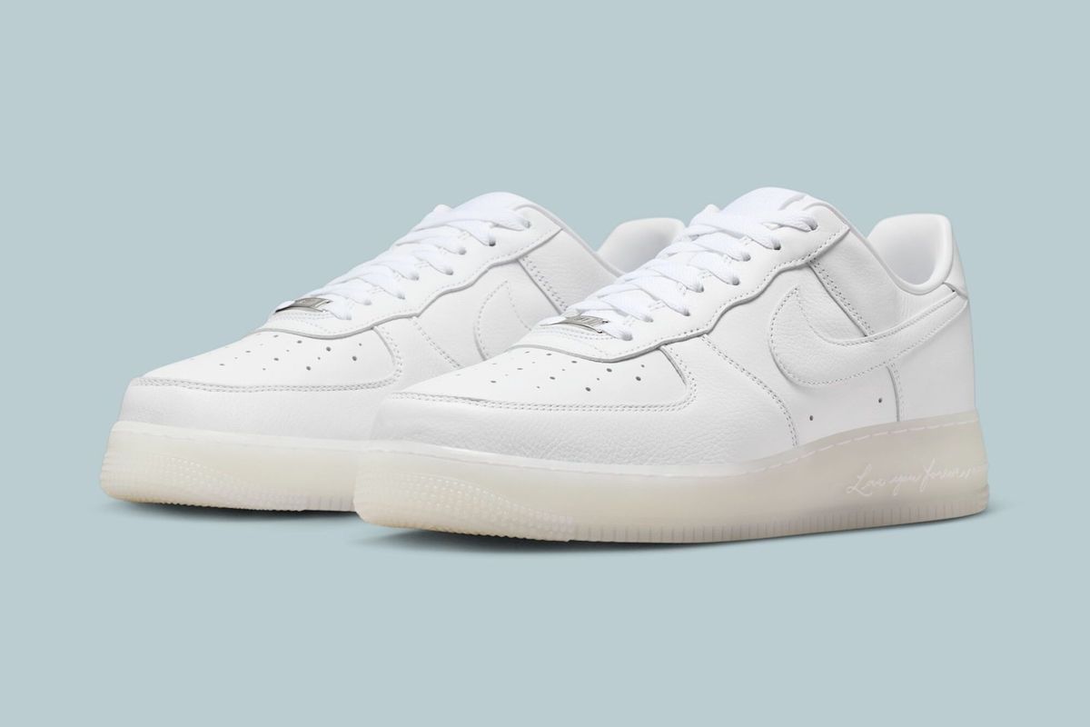 Nike Air Force 1 Low NOCTA in white leather, side profile view