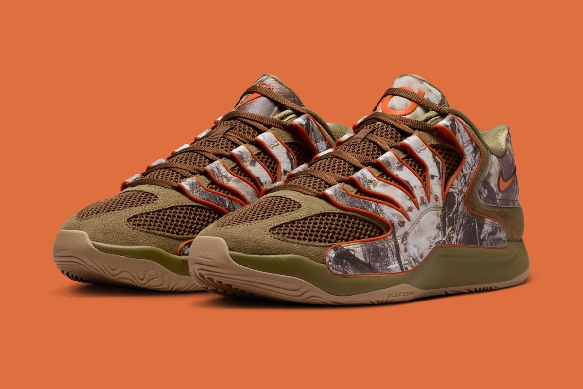 Nike KD 18 PE in Realtree Camo colorway, worn by Oklahoma City Thunder guard Chet Holmgren