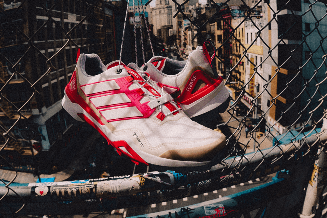 adidas TERREX Shmoofoil Collection shoe in collaboration with skateboarding pioneer Mark Gonzales, featuring technical outdoor design with street culture aesthetics