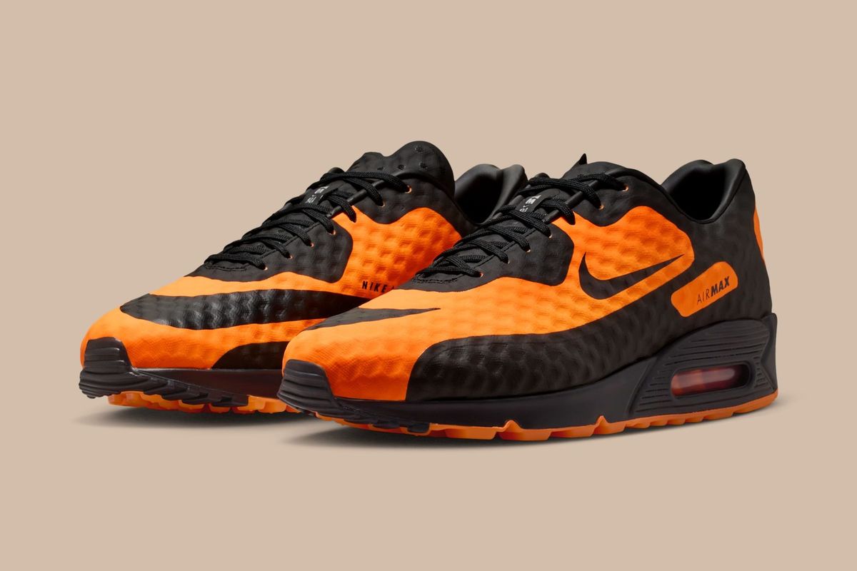 Nike Air Max 90 Bright Citrus Hypervenom sneaker in vibrant citrus colorway, releasing May 21 2026