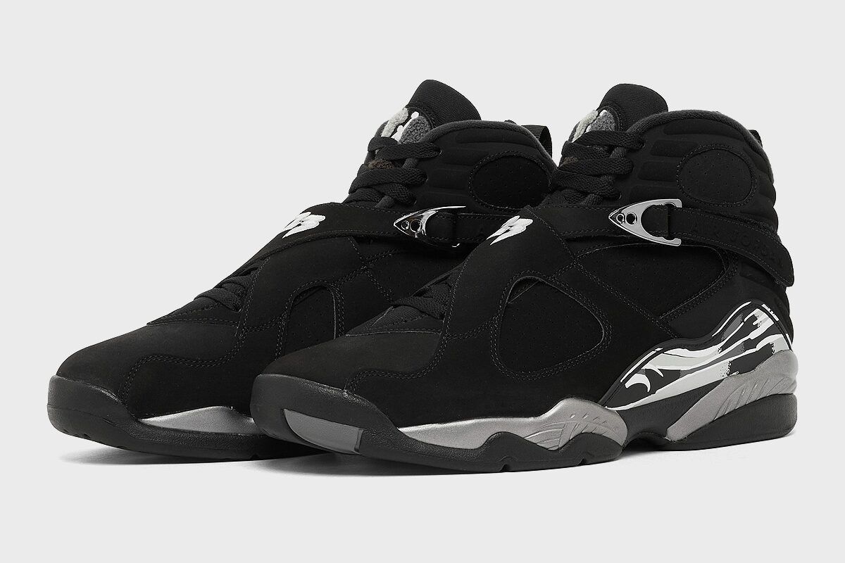 Air Jordan 8 Chrome featuring metallic silver upper with contrasting base colorway, 2026 retro release