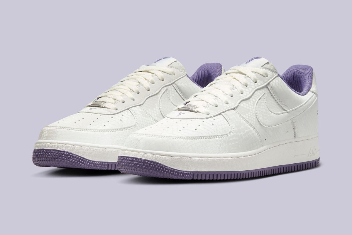 Nike Air Force 1 Low 'Daybreak' Kobe Bryant edition, side view showing leather construction and minimal branding