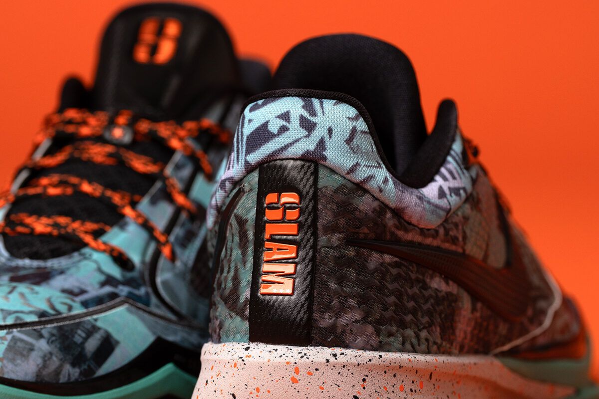 SLAM x Nike Sabrina 4 "Smoke Grey" colorway featuring grey base, black accents, mint foam, and safety orange details