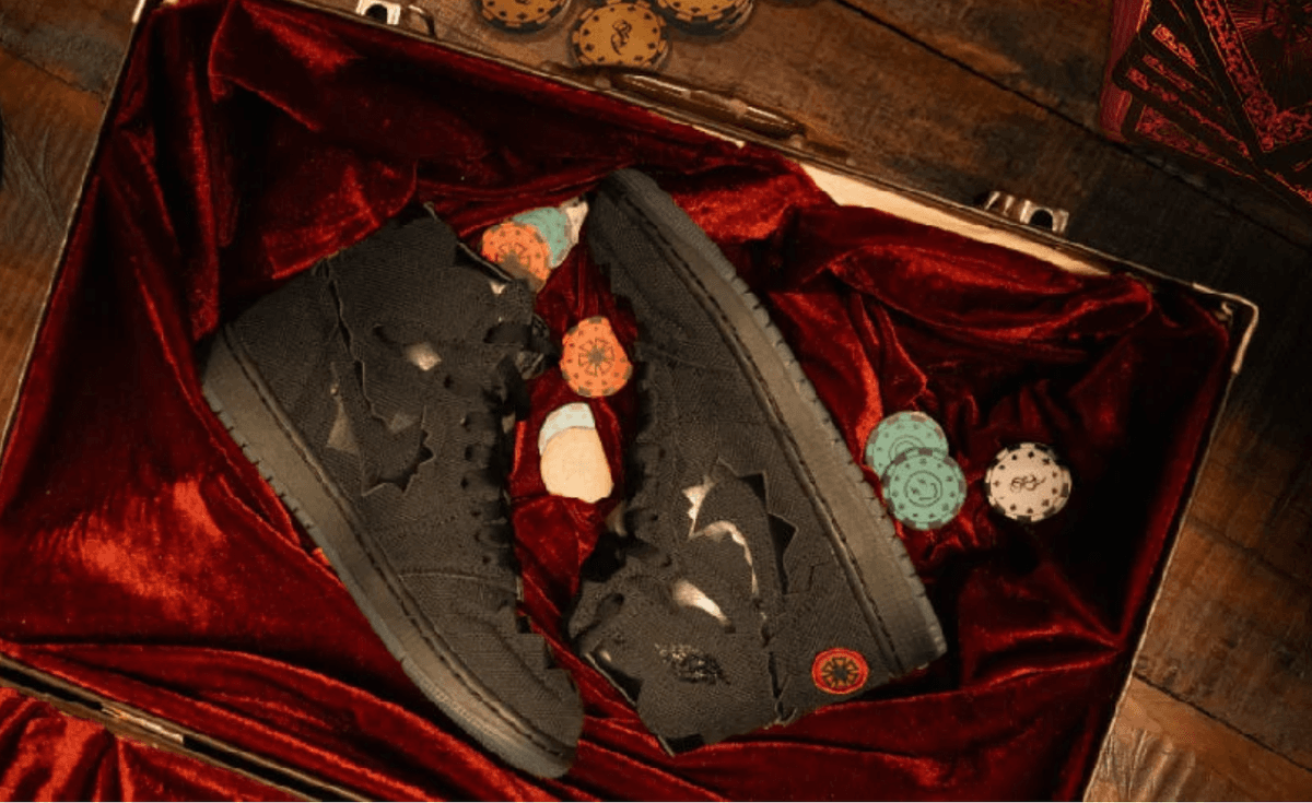 J. Balvin x Air Jordan 1 Retro High OG Omerta friends and family black and red colorway