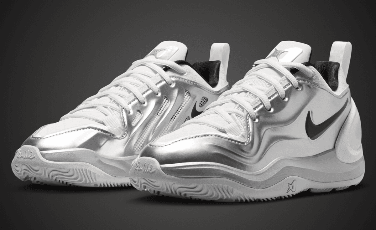 Nike A'Two in metallic silver colorway, A'ja Wilson's signature basketball shoe