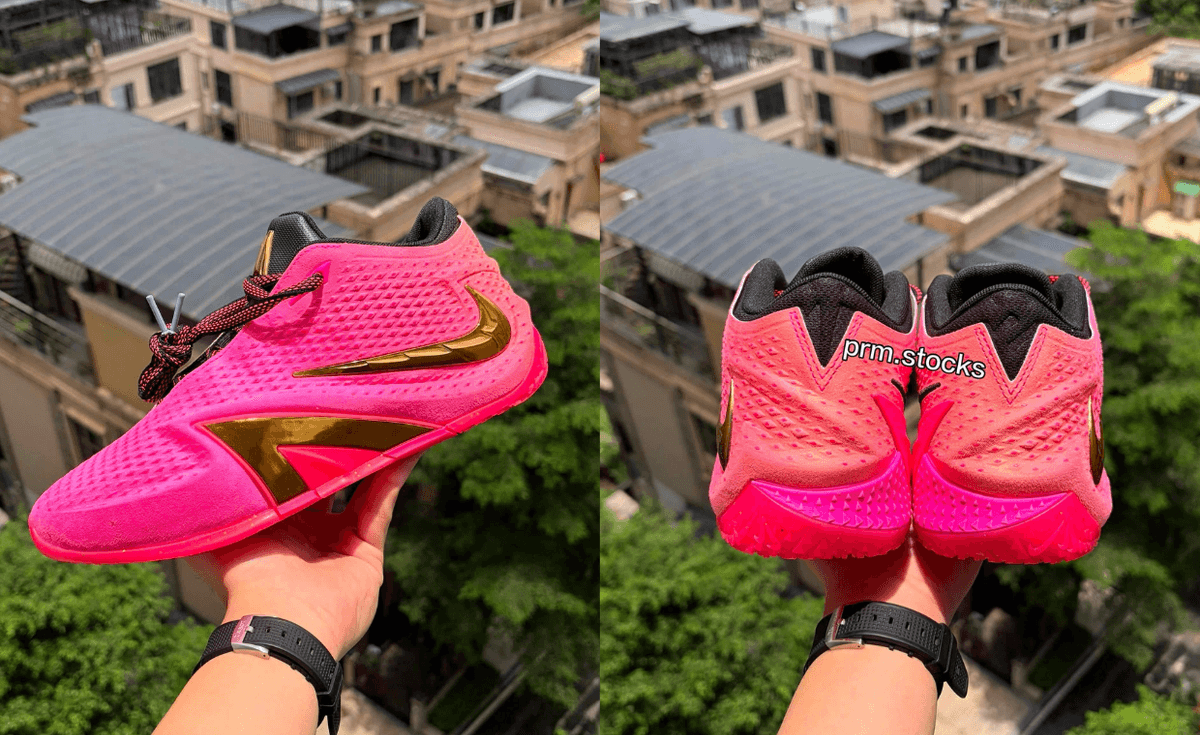 Nike Ja 4 Rise in pink and gold colorway, Ja Morant's fourth signature basketball model