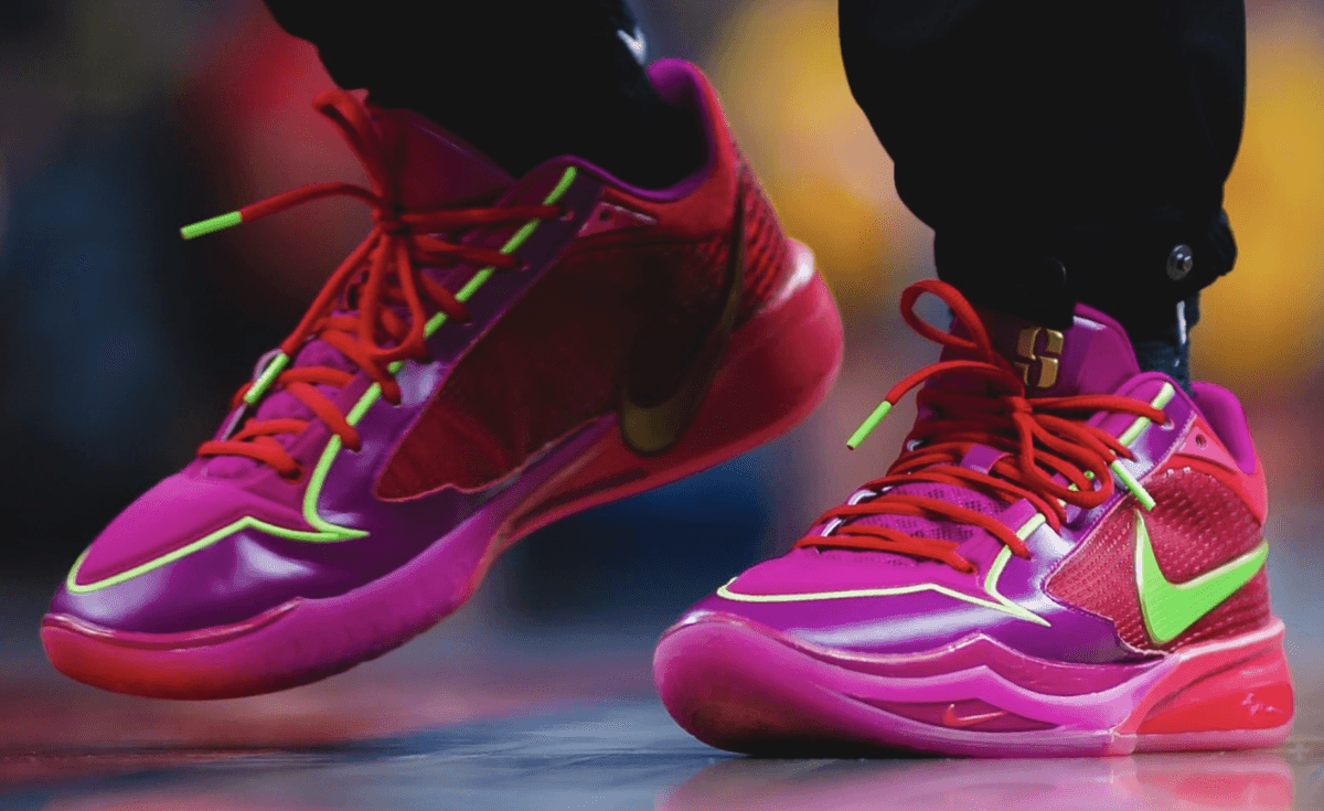 Nike Sabrina 4 The Academy PE in metallic purple and slime green colorway