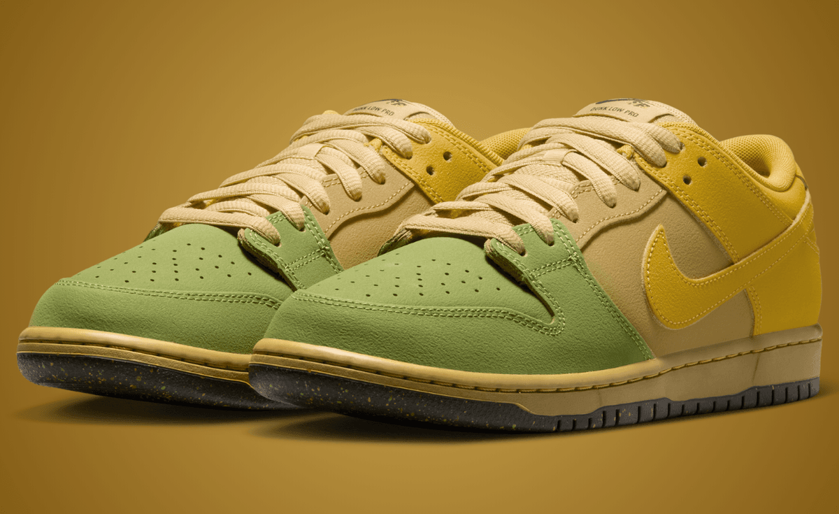 Nike SB Dunk Low in Hatch Chili colorway, side profile view showing earthy pepper-inspired tones on leather and canvas upper