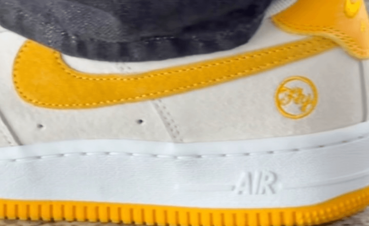 Nike SB Air Force 1 Fly Streetwear collaboration in cream suede with golden yellow Swoosh and heel tab