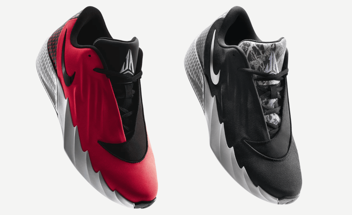 Nike Twelve Time Ja Morant signature sneaker in Black/White colorway with mesh upper and textured wave side panels