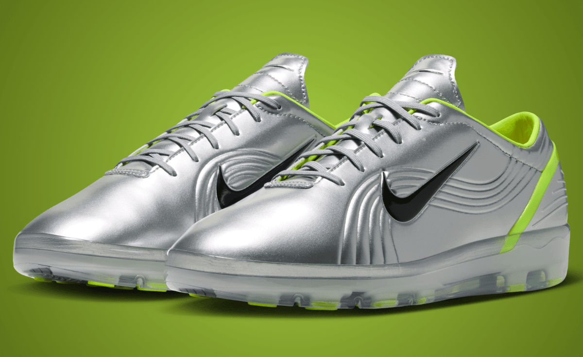 Nike Mercurial Vapor 1 OG in Chrome colorway from the Cryoshot Icons collection, showcasing reflective metallic upper