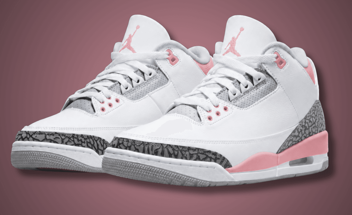 Nike Air Jordan 3 Retro in white, grey, and pale pink colorway, spring 2024 release