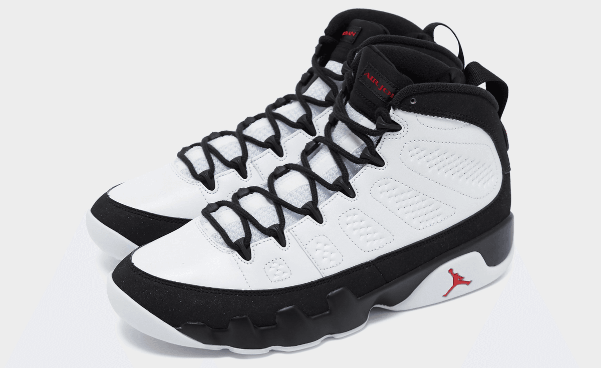 Air Jordan 9 Retro Space Jam in black, white, and red colorway from the 1996 Space Jam film
