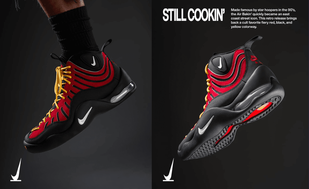 Nike Air Bakin retro in black and red colorway