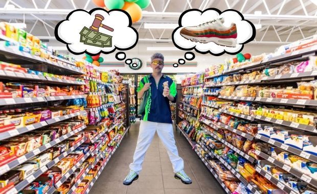 Nike Air Max 95 Big Bubble in 7-Eleven-inspired orange, green, and red colorway with convenience store-themed insole detail