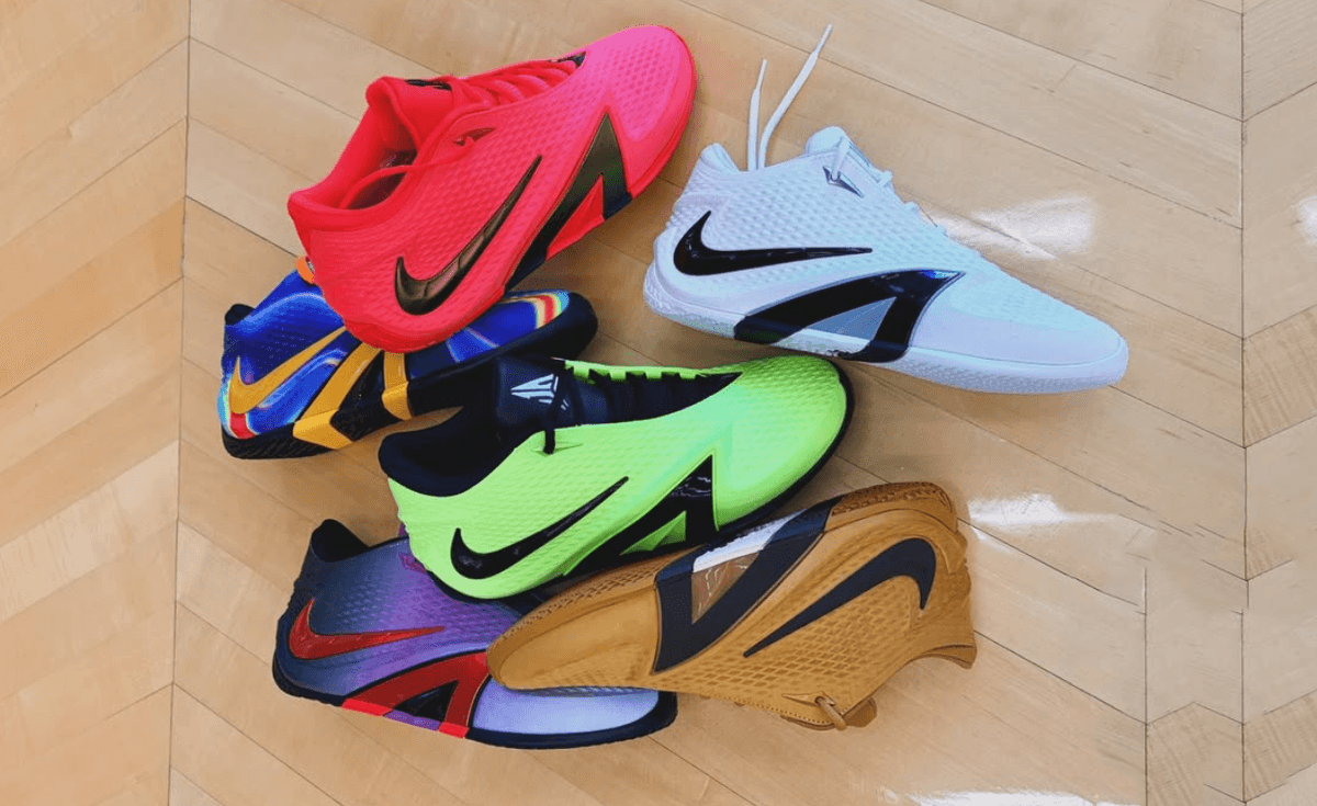 Six unreleased Nike Ja 4 colorways revealed by Ja Morant, featuring gradient and metallic finishes