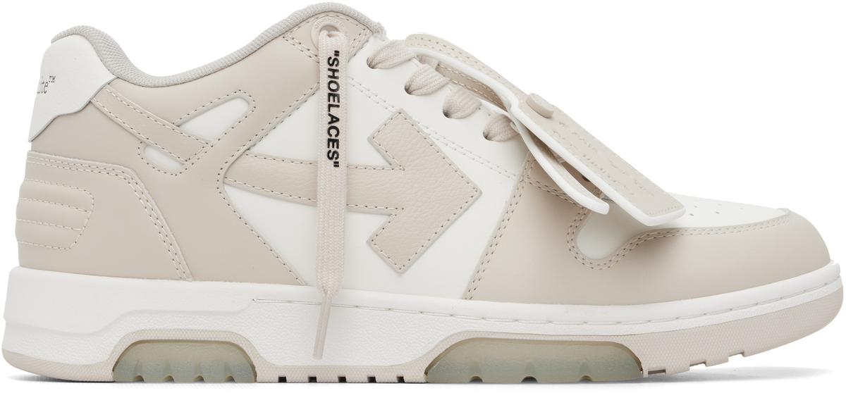 Off-white Beige & White 'Out Of Office' Calf Leather