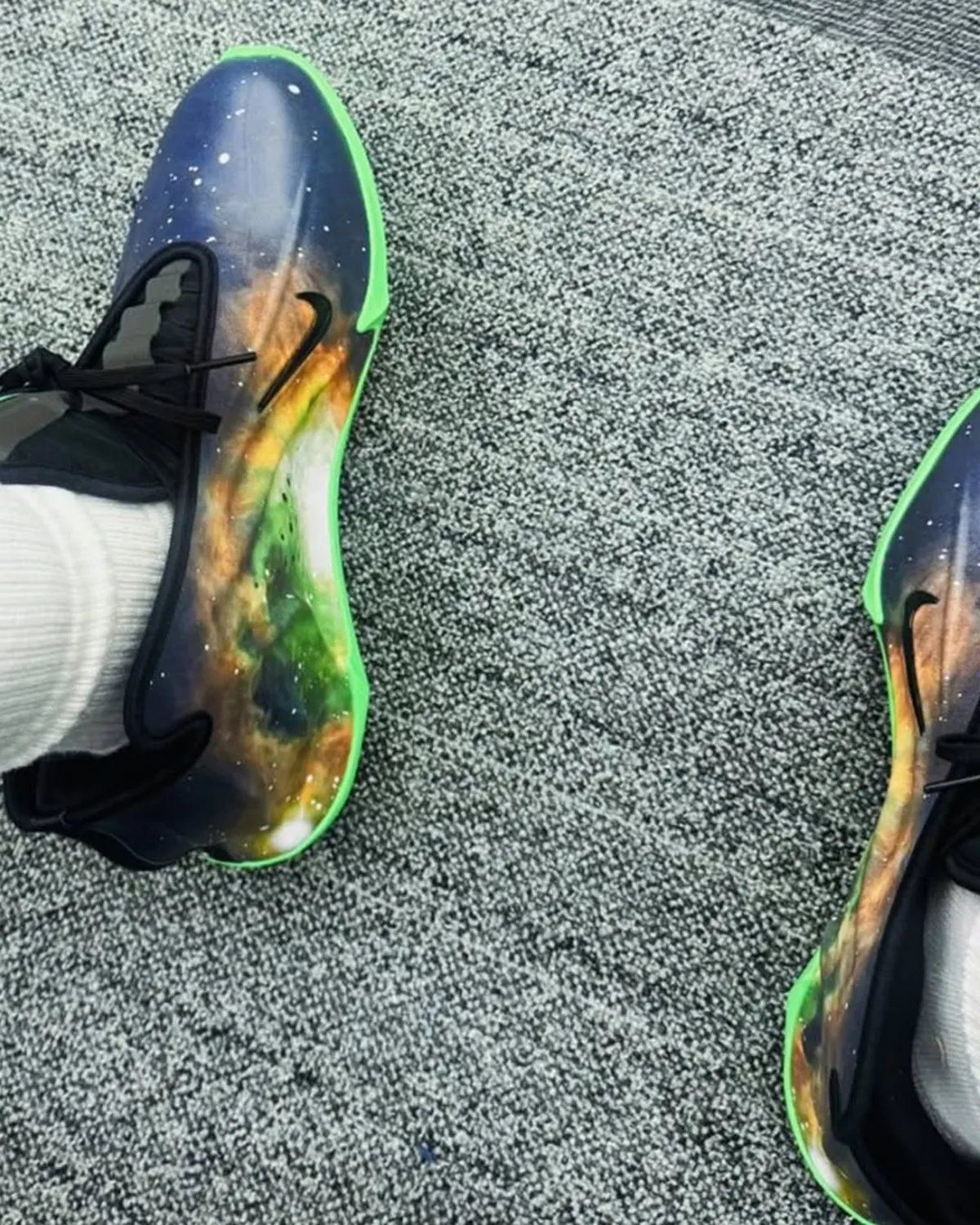 Nike GT Future Galaxy colorway teased by designer Frank Cooke, showing iridescent upper construction