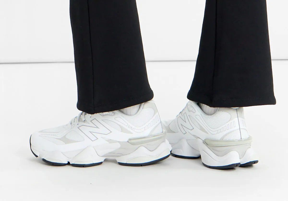 New Balance 9060 X in all-white with no-sew upper construction and tonal layering