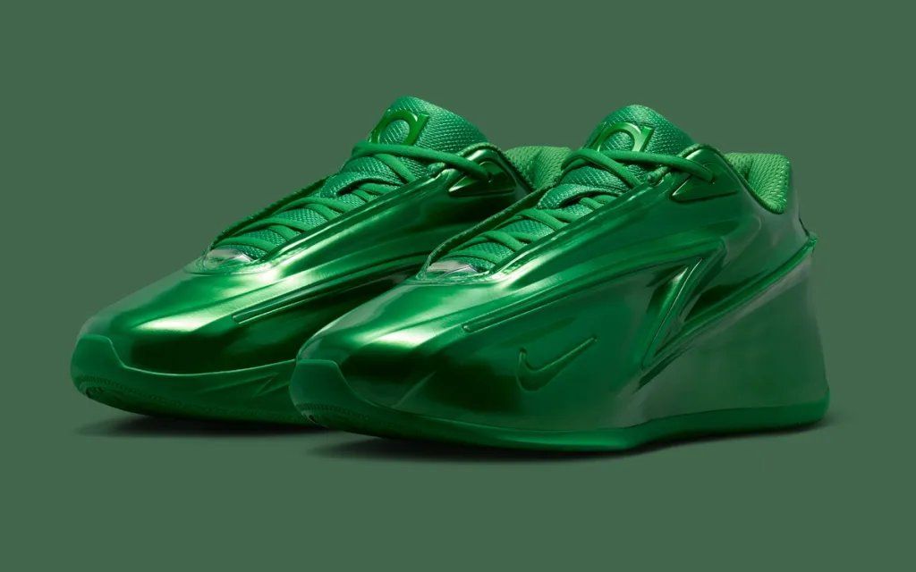 Nike KD 19 in Apple Green colorway, featuring the vibrant green upper on the Kevin Durant signature basketball silhouette