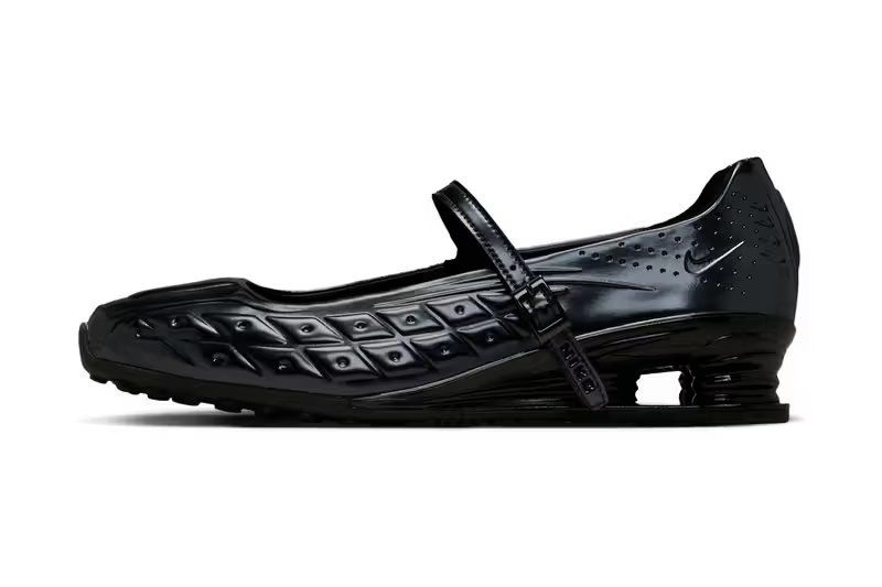 Naked Copenhagen x Nike Shox Z Calistra in black and off-white, laceless design with glossy finish