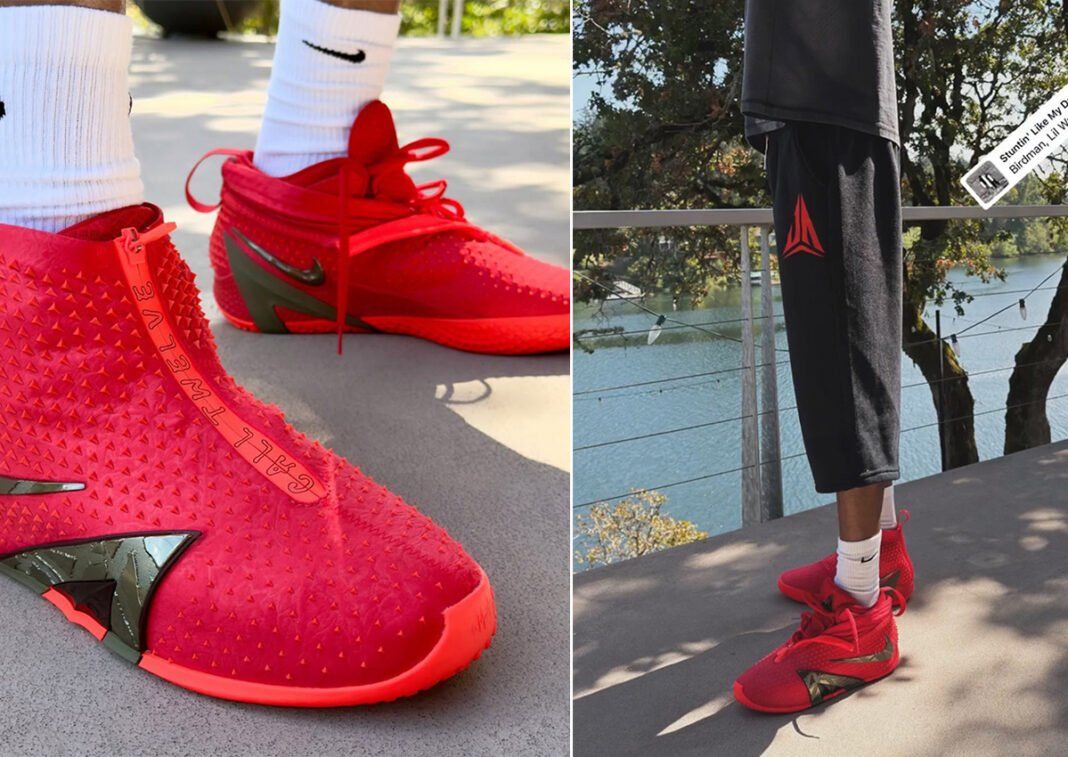 Nike Ja 4 High with wrapped exterior shell and triangular branding detail in high-top silhouette