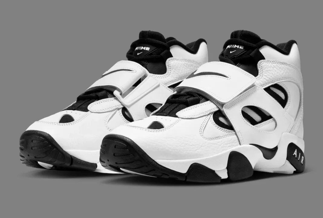 Nike Air Diamond Turf 2 in White and Black colorway with tumbled leather upper and oversized midfoot strap, Fall 2026 release
