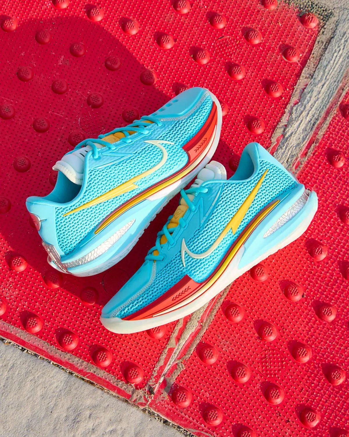 Nike GT Cut 1 x Titan Dylan Harper Bleached Aqua colorway with gradient Swoosh and fiery accent details