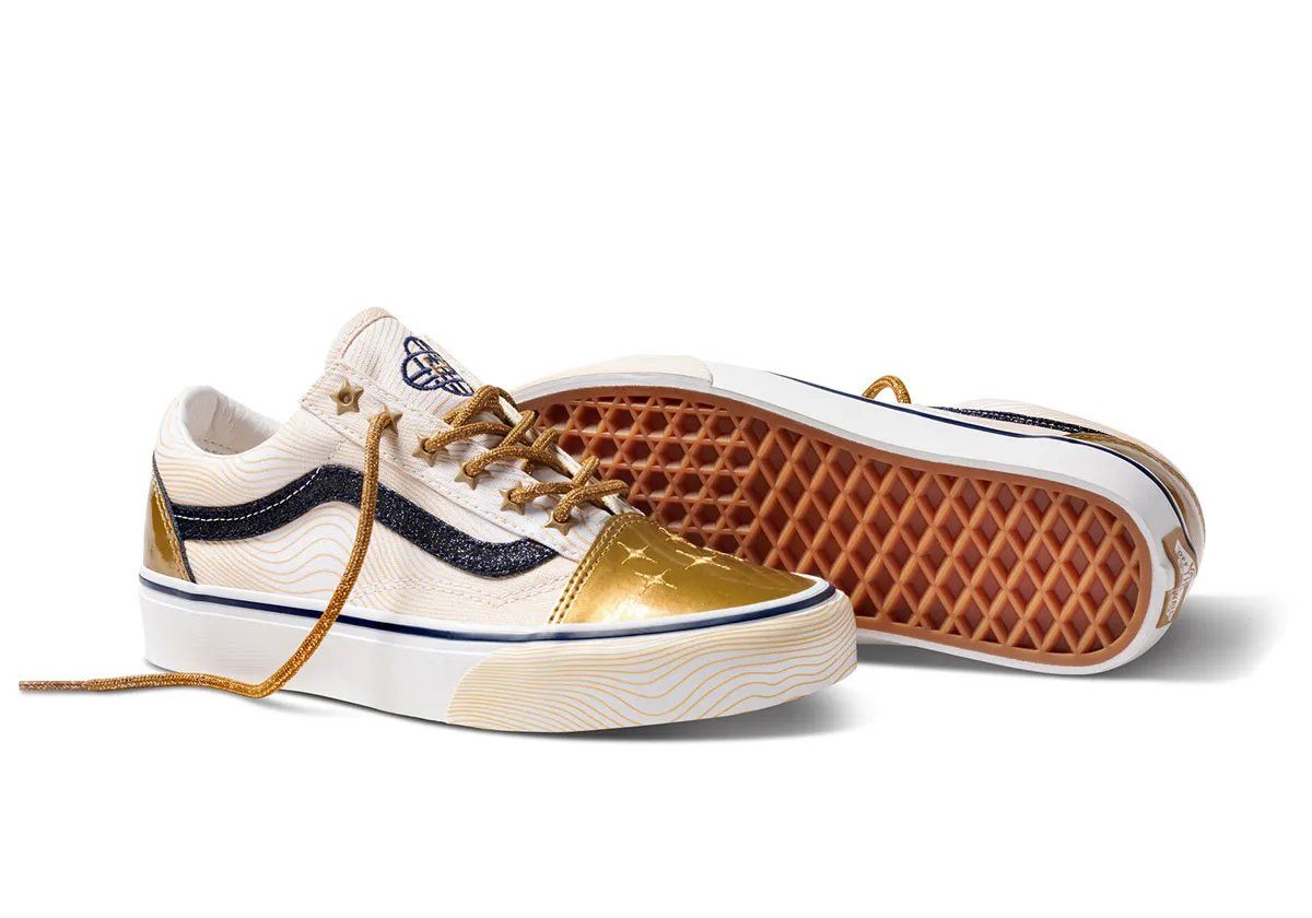 Vans Old Skool in gold with glitter accents from the K-Pop Demon Hunters collaboration