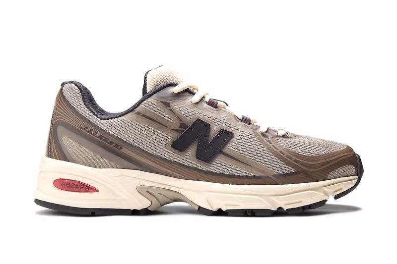 JJJJound x New Balance 740N "Stoneware" in beige mesh with brown synthetic overlays and charcoal N logos