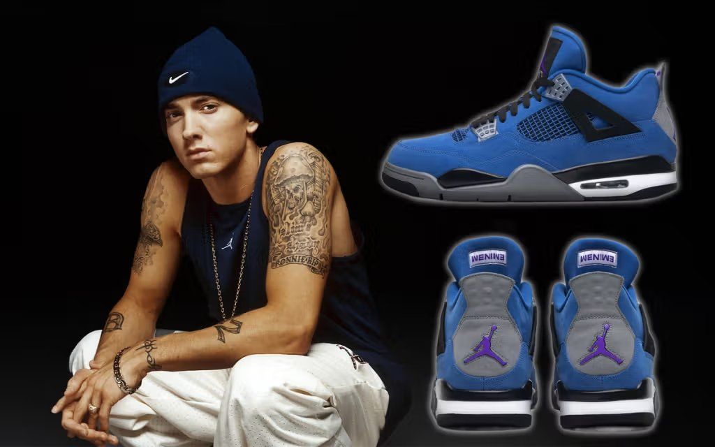 Air Jordan 4 Eminem Encore in blue and purple colorway, scheduled for May 2027 release