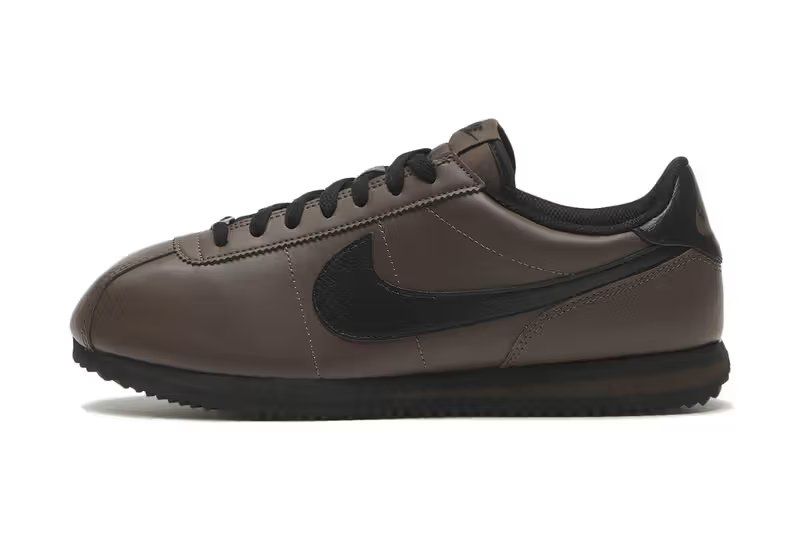 Nike Cortez Ironstone sneaker in Ironstone and Black-Baroque Brown colorway showing widened toebox design