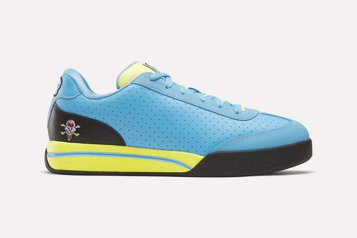 BBC IceCream x Reebok Board Flip 'Pale Cerulean' in pale blue, black, and yellow colorway